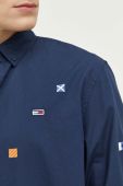 Бавовняна сорочка Tommy Jeans чоловіча колір синій regular комір button-down (3284988)