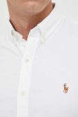 Бавовняна сорочка Polo Ralph Lauren чоловіча колір білий slim комір button-down (3429275)