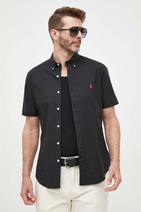 Сорочка Polo Ralph Lauren чоловіча колір чорний slim комір button-down (3259905) Сорочка Polo Ralph Lauren чоловіча колір чорний slim комір button-down (3259905)