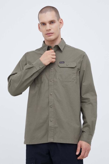 Сорочка Columbia чоловіча колір зелений regular класичний комір (3485722)