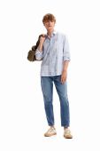 Бавовняна сорочка Desigual 23WMCW35 MAN WOVEN SHIRT LONG SLEEVE чоловіча regular класичний комір колір блакитний Бавовняна сорочка Desigual 23WMCW35 MAN WOVEN SHIRT LONG SLEEVE чоловіча regular класичний комір колір блакитний