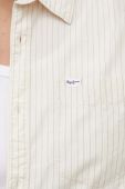 Бавовняна сорочка Pepe Jeans Cedar чоловіча колір бежевий slim класичний комір