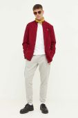 Бавовняна сорочка Tommy Jeans чоловіча колір бордовий regular зі стійкою