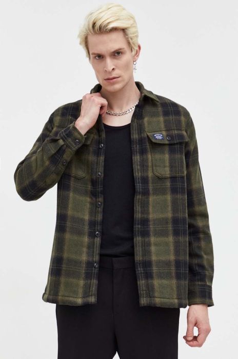 Куртка з домішкою вовни Superdry колір зелений перехідна Куртка з домішкою вовни Superdry колір зелений перехідна