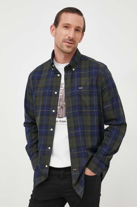 Бавовняна сорочка Barbour чоловіча колір зелений slim комір button-down (3496684) Бавовняна сорочка Barbour чоловіча колір зелений slim комір button-down (3496684)