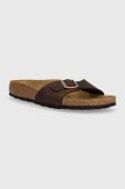 Шкіряні шльопанці Birkenstock Madrid жіночі колір коричневий 1014615