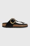 Шкіряні в'єтнамки Birkenstock Gizeh жіночі колір чорний на плоскому ходу 1021469 Шкіряні в'єтнамки Birkenstock Gizeh жіночі колір чорний на плоскому ходу 1021469