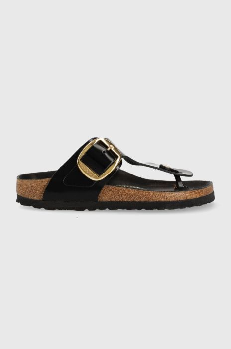 Шкіряні в'єтнамки Birkenstock Gizeh жіночі колір чорний на плоскому ходу 1021469 Шкіряні в'єтнамки Birkenstock Gizeh жіночі колір чорний на плоскому ходу 1021469