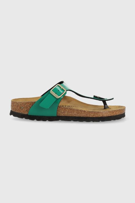 В'єтнамки Birkenstock Gizeh жіночі колір зелений на плоскому ходу 1025457 В'єтнамки Birkenstock Gizeh жіночі колір зелений на плоскому ходу 1025457