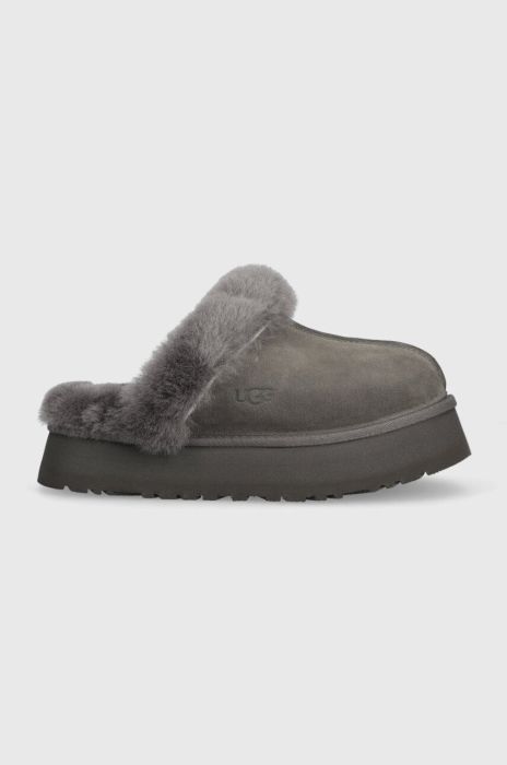 Замшеві тапочки UGG Disquette колір сірий 1122550 Замшеві тапочки UGG Disquette колір сірий 1122550