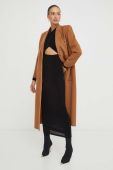 Вовняне пальто Elisabetta Franchi колір коричневий перехідний двобортний Вовняне пальто Elisabetta Franchi колір коричневий перехідний двобортний