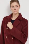 Вовняне пальто Pepe Jeans колір бордовий перехідний двобортний