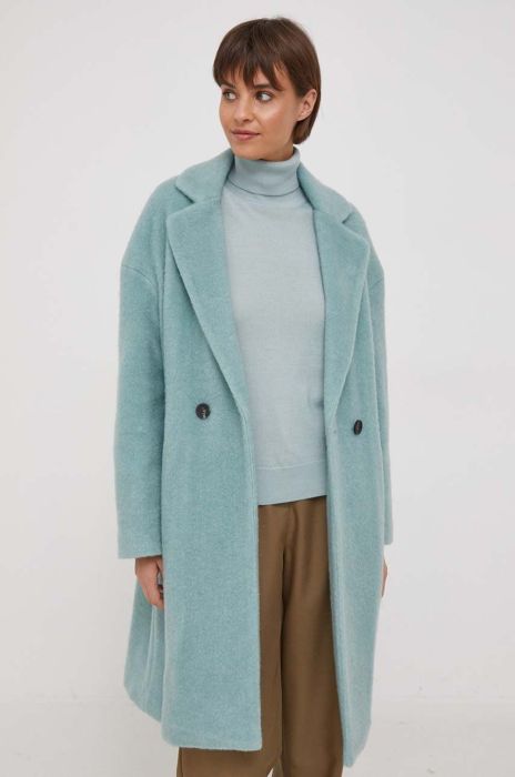 Пальто Sisley жіночий перехідний oversize колір блакитний