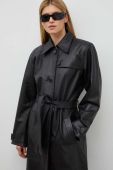 Шкіряний плащ Won Hundred жіночий колір чорний перехідний