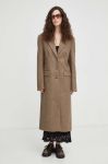 Вовняне пальто Remain колір коричневий перехідний (3656867)