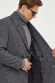 Пальто з домішкою вовни Sisley колір сірий перехідний двобортний Пальто з домішкою вовни Sisley колір сірий перехідний двобортний