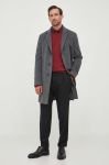 Вовняне пальто BOSS колір сірий перехідний (3489498)