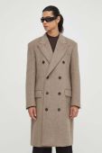 Вовняне пальто Tiger Of Sweden колір бежевий перехідний двобортний Вовняне пальто Tiger Of Sweden колір бежевий перехідний двобортний