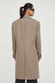Вовняне пальто Tiger Of Sweden колір бежевий перехідний двобортний Вовняне пальто Tiger Of Sweden колір бежевий перехідний двобортний
