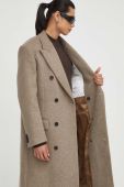 Вовняне пальто Tiger Of Sweden колір бежевий перехідний двобортний Вовняне пальто Tiger Of Sweden колір бежевий перехідний двобортний