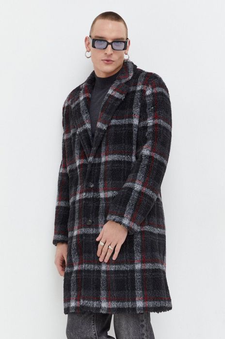 Пальто з домішкою вовни HUGO перехідний колір барвистий
