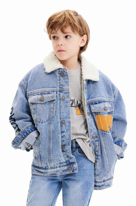 Дитяча джинсова куртка Desigual x Looney Tunes колір блакитний Дитяча джинсова куртка Desigual x Looney Tunes колір блакитний