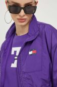 Куртка Tommy Jeans жіноча колір фіолетовий перехідна Куртка Tommy Jeans жіноча колір фіолетовий перехідна