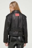 Шкіряна куртка HUGO жіноча колір чорний перехідна (3342122) Шкіряна куртка HUGO жіноча колір чорний перехідна (3342122)