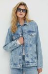 Джинсова куртка Samsoe Samsoe жіноча перехідна oversize колір блакитний Джинсова куртка Samsoe Samsoe жіноча перехідна oversize колір блакитний