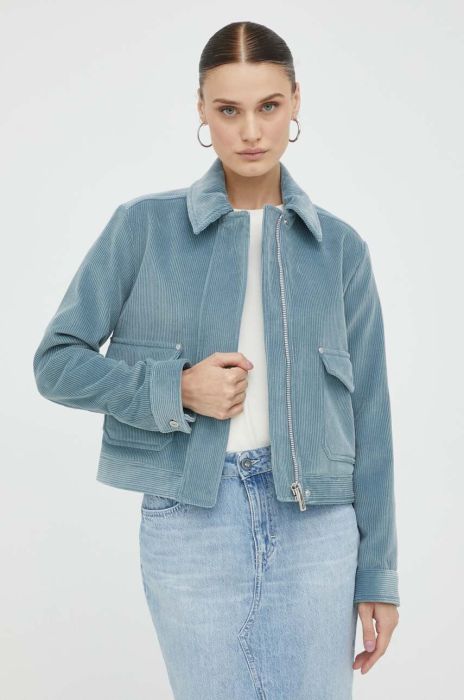 Вельветова куртка PS Paul Smith перехідна колір блакитний Вельветова куртка PS Paul Smith перехідна колір блакитний