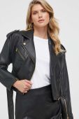 Шкіряна куртка Pinko жіноча колір чорний перехідна (3437748)