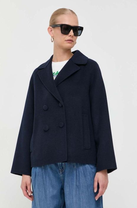 Вовняна куртка Weekend Max Mara колір синій перехідна Вовняна куртка Weekend Max Mara колір синій перехідна