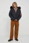Куртка Alpha Industries Hooded Puffer Wmn жіноча колір чорний зимова Куртка Alpha Industries Hooded Puffer Wmn жіноча колір чорний зимова
