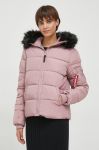 Куртка Alpha Industries Hooded Puffer Wmn жіноча колір рожевий зимова Куртка Alpha Industries Hooded Puffer Wmn жіноча колір рожевий зимова