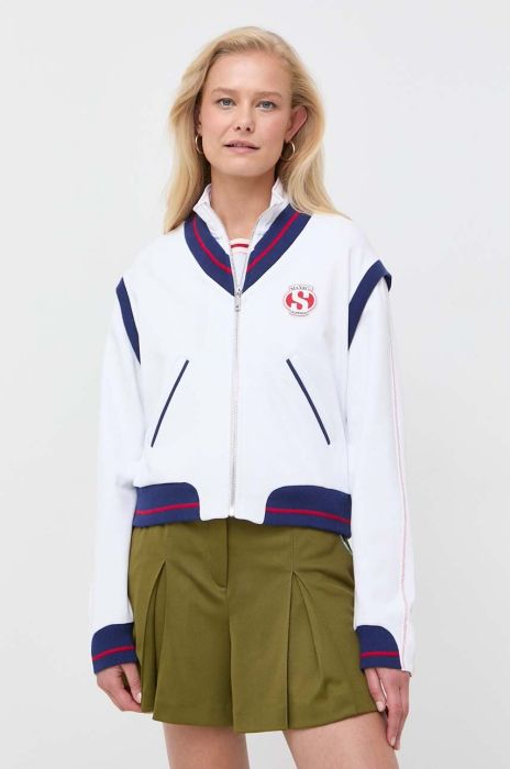 Бавовняна кофта MAX&Co. Supermax x Superga жіноча колір білий візерунок Бавовняна кофта MAX&Co. Supermax x Superga жіноча колір білий візерунок