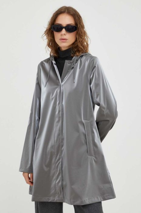 Дощовик Rains 18050 Jackets жіноча колір срібний перехідна Дощовик Rains 18050 Jackets жіноча колір срібний перехідна