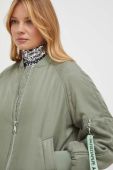 Куртка-бомбер Patrizia Pepe жіночий колір зелений перехідна Куртка-бомбер Patrizia Pepe жіночий колір зелений перехідна