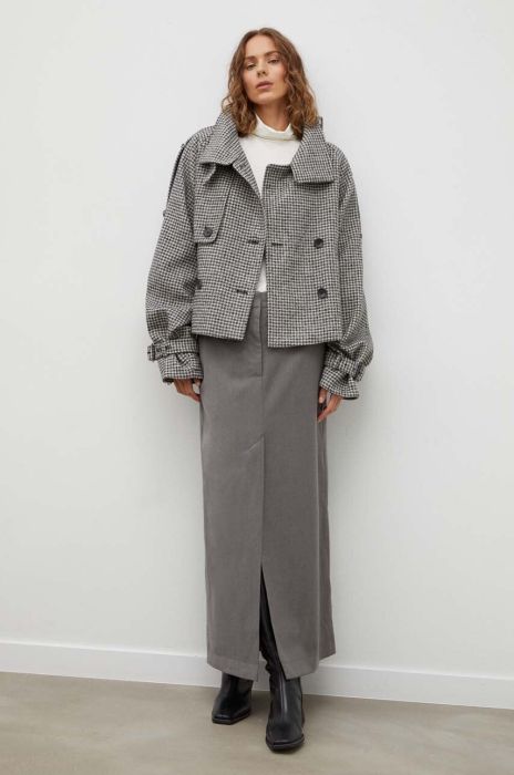 Куртка з домішкою вовни Gestuz колір бежевий перехідна Куртка з домішкою вовни Gestuz колір бежевий перехідна