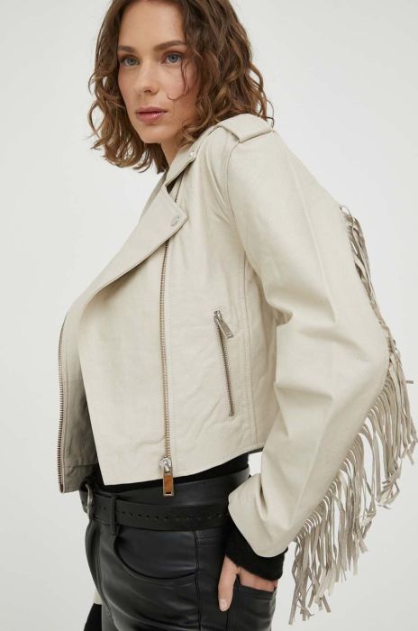 Шкіряна куртка 2NDDAY жіноча колір бежевий перехідна (3335254) Шкіряна куртка 2NDDAY жіноча колір бежевий перехідна (3335254)