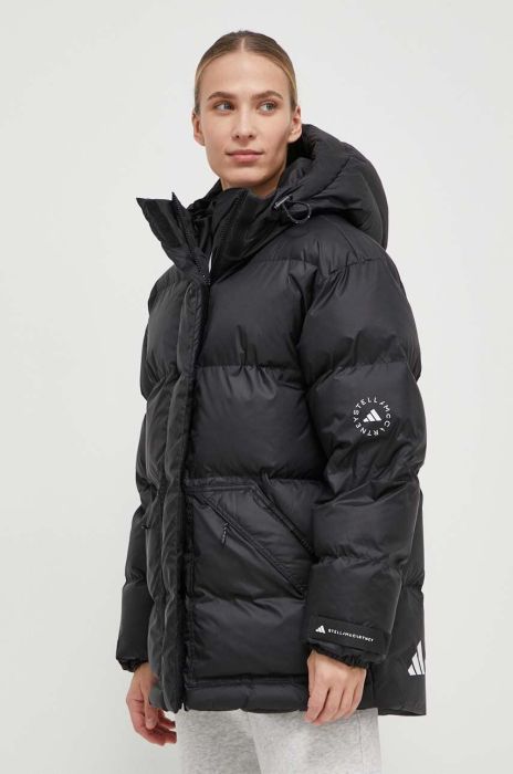 Куртка adidas by Stella McCartney жіноча колір чорний зимова oversize Куртка adidas by Stella McCartney жіноча колір чорний зимова oversize