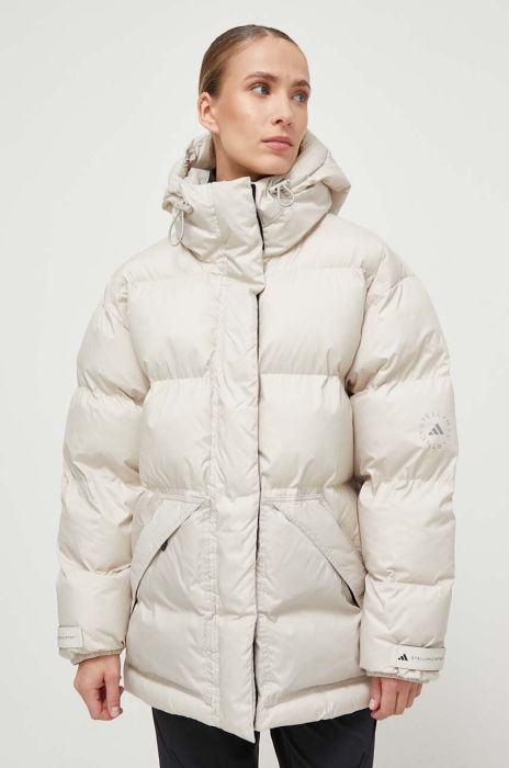 Куртка adidas by Stella McCartney жіноча колір бежевий зимова Куртка adidas by Stella McCartney жіноча колір бежевий зимова