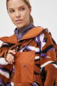 Спортивна кофта adidas by Stella McCartney колір коричневий з капюшоном візерунок