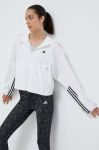 Куртка для тренувань adidas Performance Hyperglam колір білий перехідна oversize Куртка для тренувань adidas Performance Hyperglam колір білий перехідна oversize