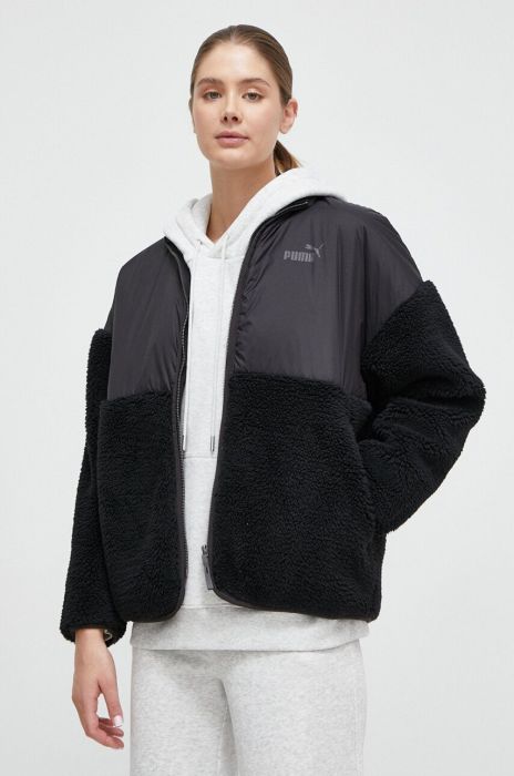 Куртка Puma жіноча колір чорний перехідна oversize Куртка Puma жіноча колір чорний перехідна oversize