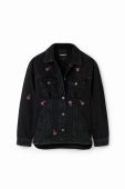 Джинсова куртка Desigual 23WWED33 WOMAN DENIM TRUCKER JACKET жіноча колір чорний перехідна