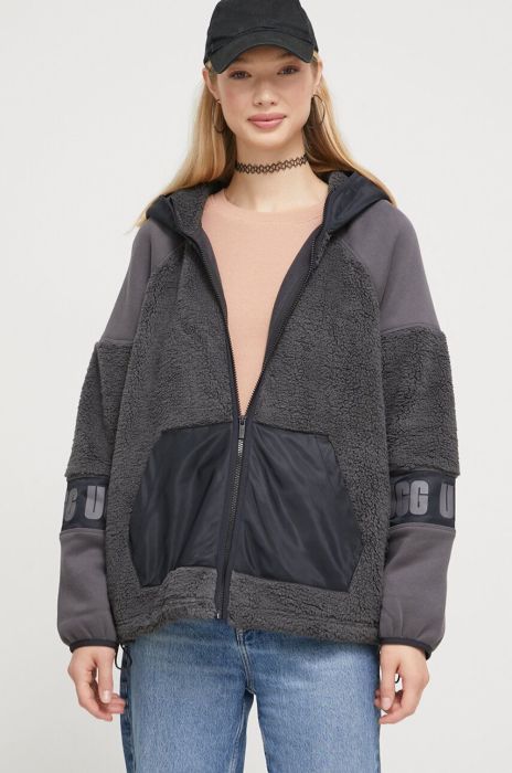 Кофта UGG жіноча колір чорний з капюшоном з принтом Кофта UGG жіноча колір чорний з капюшоном з принтом