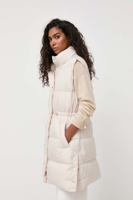 Пухова безрукавка Luisa Spagnoli жіночий колір бежевий зимовий Пухова безрукавка Luisa Spagnoli жіночий колір бежевий зимовий