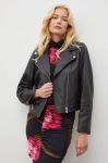 Шкіряна куртка Alohas жіноча колір чорний перехідна Шкіряна куртка Alohas жіноча колір чорний перехідна