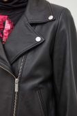 Шкіряна куртка Alohas жіноча колір чорний перехідна Шкіряна куртка Alohas жіноча колір чорний перехідна