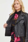 Шкіряна куртка Alohas жіноча колір чорний перехідна Шкіряна куртка Alohas жіноча колір чорний перехідна